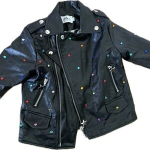 Girls Lola and The Boys Studded Leather Jacket